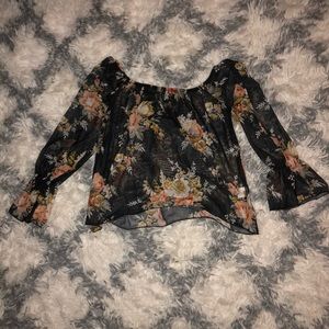 Off the shoulder mesh shirt